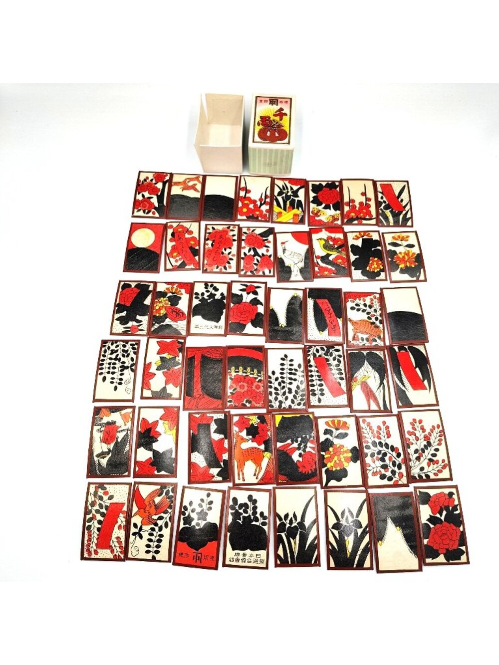 Vintage Japanese Hanafuda Flower Playing Cards Complete 48 Card Deck Original Bo
